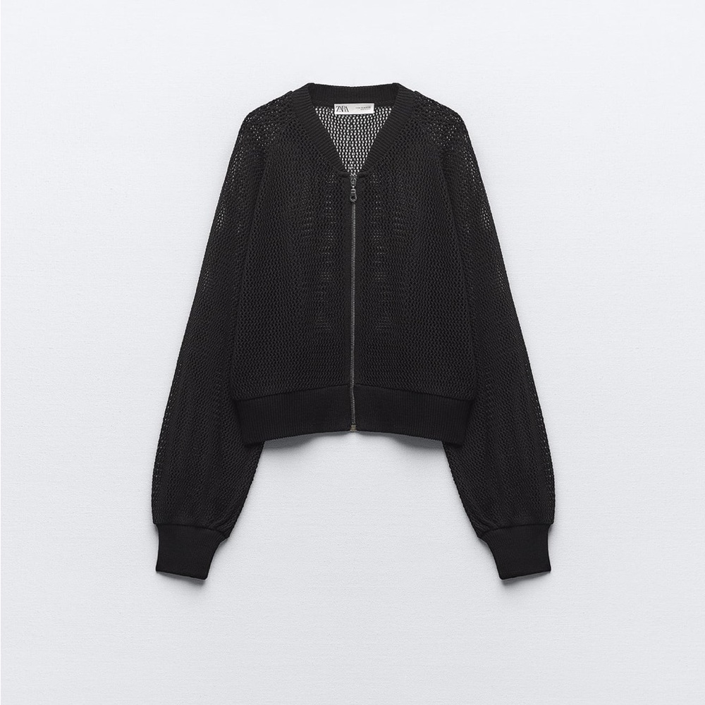 NWOT Zara open Knit zip up jacket